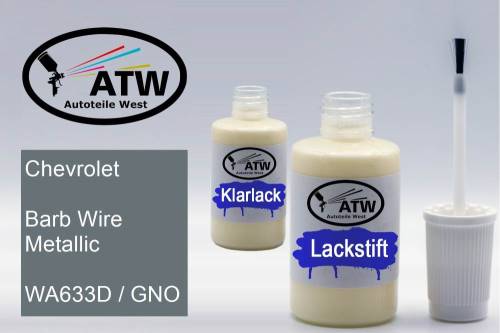 Chevrolet, Barb Wire Metallic, WA633D / GNO: 20ml Lackstift + 20ml Klarlack - Set, von ATW Autoteile West.